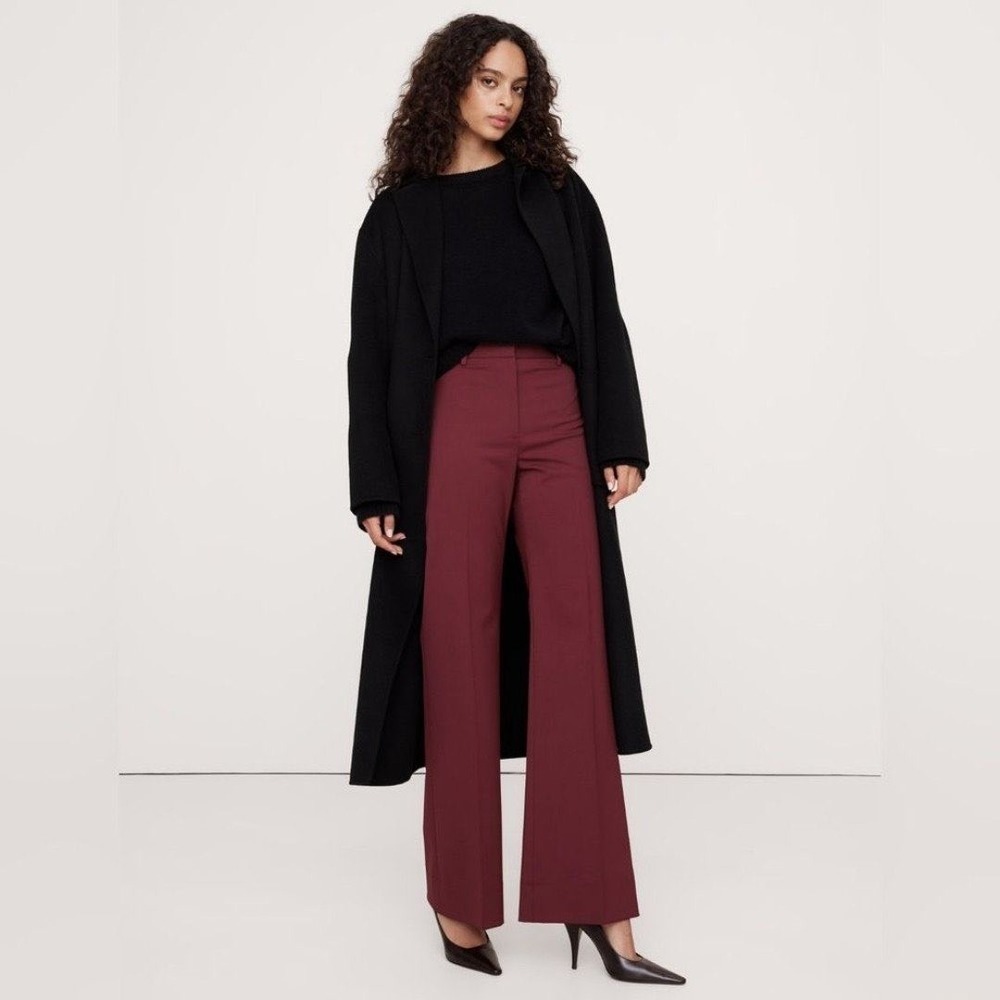 Banana Republic Red Cherry Jam High Rise Wide Leg Flare‎ Trousers Wool Blend- 20